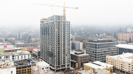 Turner Tops Out Press Blocks Tower in Oregon