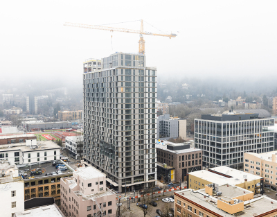 Turner Tops Out Press Blocks Tower in Oregon