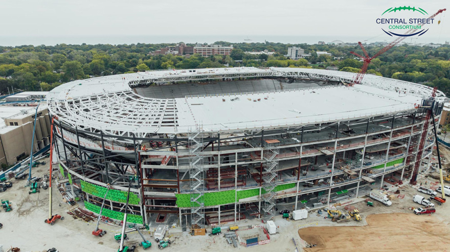 Northwestern and Turner-Walsh Joint Venture Celebrate Topping Out of Ryan Field