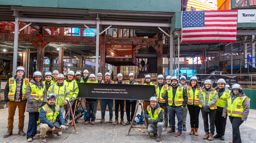 Turner and Joint Venture Partner Promethean Builders Top Out Redevelopment of One Times Square