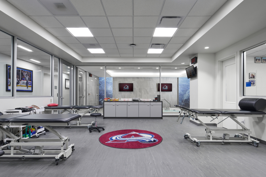 A general view of the Colorado Avalanche locker room prior to the
