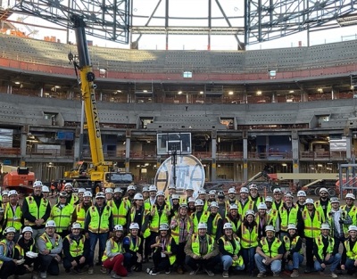 Final Steel Beam Set in Roof of New Los Angeles Clippers Arena