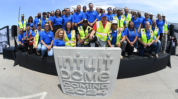 AECOM-Hunt Turner, Joint Venture Tops Out Concrete at LA Clippers' Future Home Intuit Dome